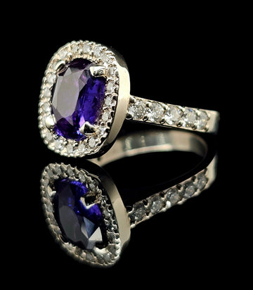 14kt White Gold Natural Sapphire Diamond Ring