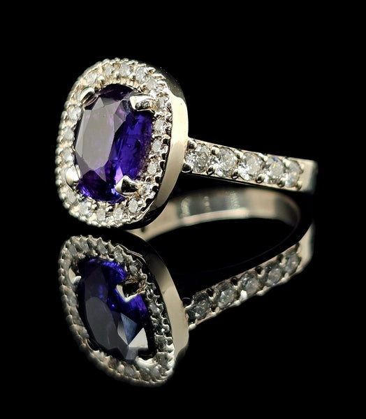 14kt White Gold Natural Sapphire Diamond Ring