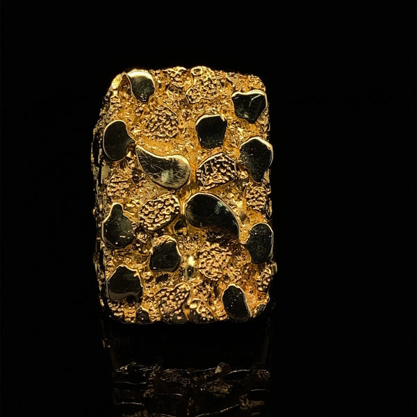 Mens massive solid gold nugget ring