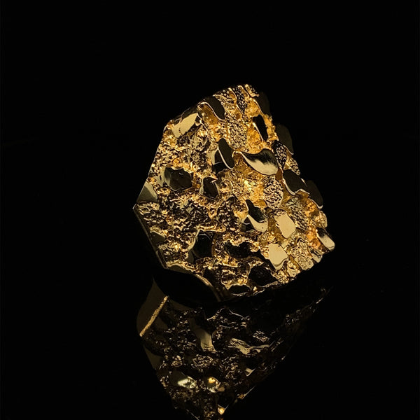 Mens massive solid gold nugget ring