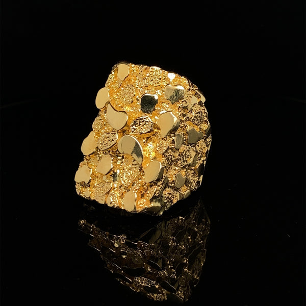 Mens massive solid gold nugget ring