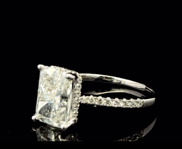 14kt white gold 3.25 carat radiant cut engagement ring
