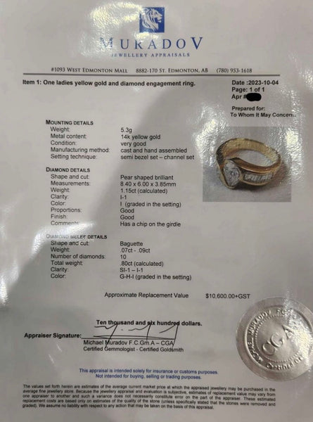14k gold engagement ring 1.95ct tdw