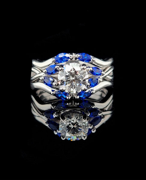 18kt white gold custom engagement ring  featuring a one carat center stone