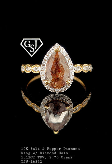 Salt & Pepper Halo Style Diamond Engagement Ring
