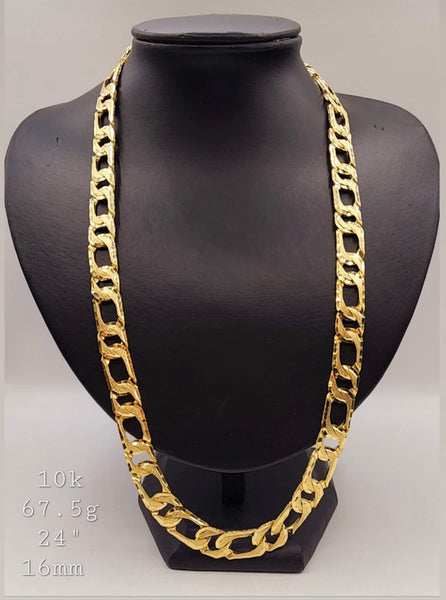 10kt gold diamond cut Figaro chain