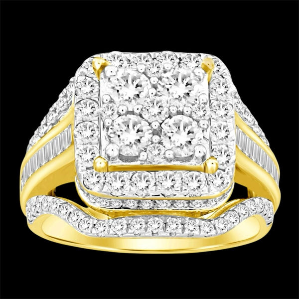 0.50CT Multi-Diamond Square Frame Gold Ring