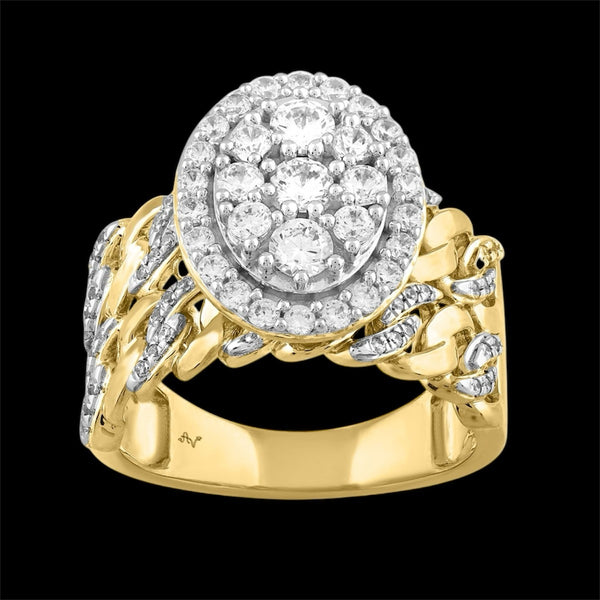 1.00CT Round Diamond Signet Chainlink Gold Ring