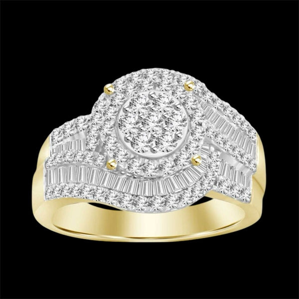 1.00CT Round Diamond Swirl Gold Ring