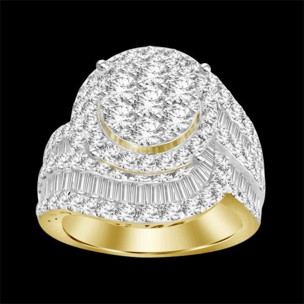 3.10CT Round Diamond Swirl Gold Ring