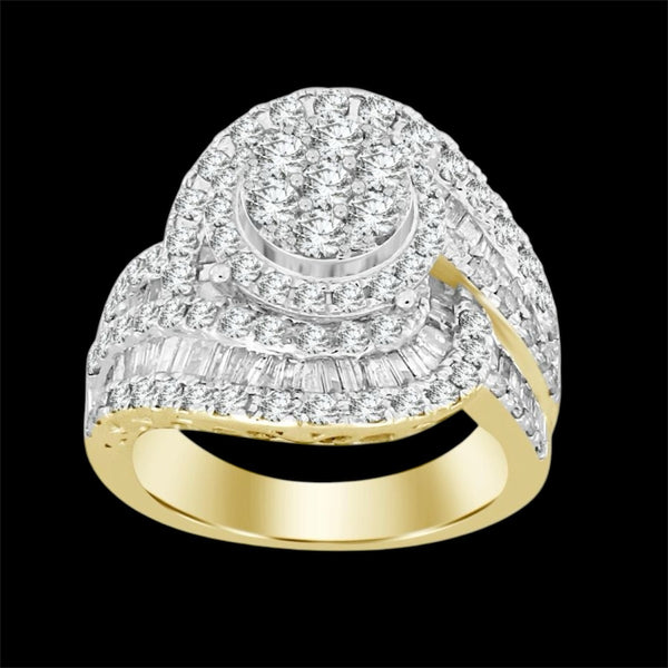 2.15CT Round Diamond Swirl Gold Ring