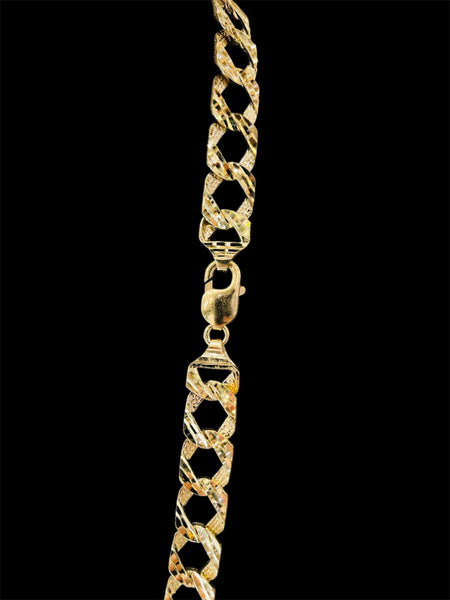 Mens 10K Diamond Cut Curb Link Gold Chain