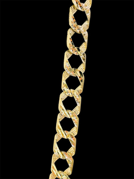 Mens 10K Diamond Cut Curb Link Gold Chain