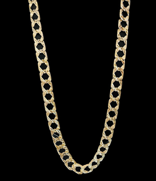 Mens 10K Diamond Cut Curb Link Gold Chain