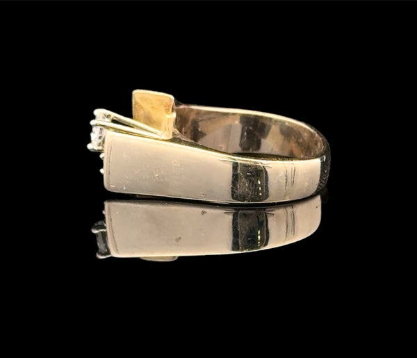 Ladies Stamped 14KT Yellow & White Gold Hand Assembled Diamond Ring