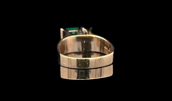 14K Gold Ladies Diamond Emerald Ring