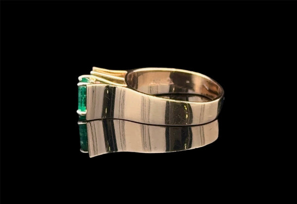 14K Gold Ladies Diamond Emerald Ring