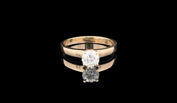 Ladies Yellow & White Gold - Diamond Solitaire Ring