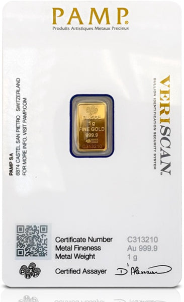 1 g Gold Pamp Suisse Bar 9999