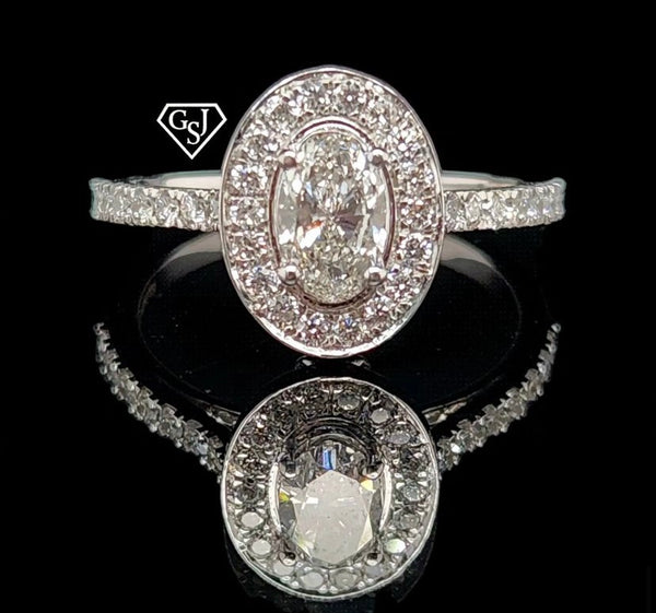 10k Gold Engagement ring features a 0.53CT Oval Diamond