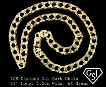 10kt Gold Diamond Cut Curb Link Chain