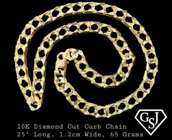 10kt Gold Diamond Cut Curb Link Chain