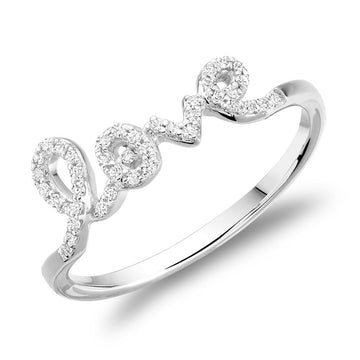 10KT White Gold LOVE Diamond Ring