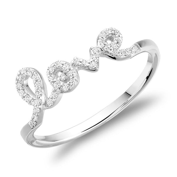 14KT White Gold LOVE Diamond Ring