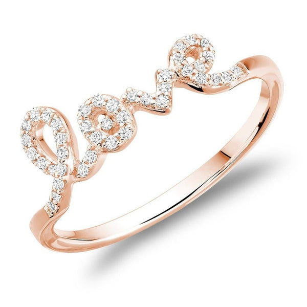 14KT Rose Gold LOVE Diamond Ring
