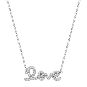 10KT White Gold Mini “LOVE” Diamond Necklace