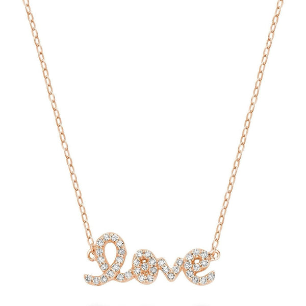 10KT Rose Gold Mini “LOVE” Diamond Necklace