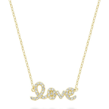 10KT Yellow Gold Mini “LOVE” Diamond Necklace