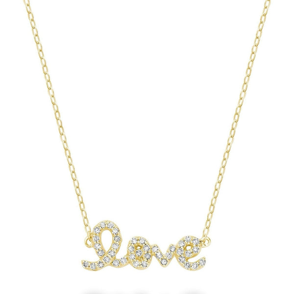 10KT Yellow Gold Mini “LOVE” Diamond Necklace