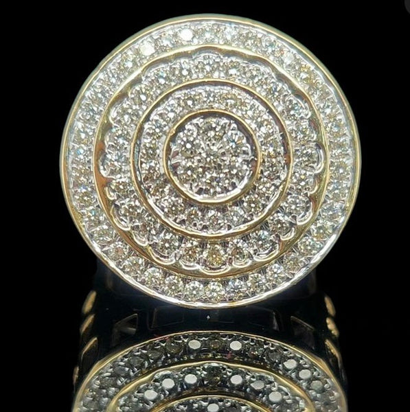 Mens statement ring diamond triple halo