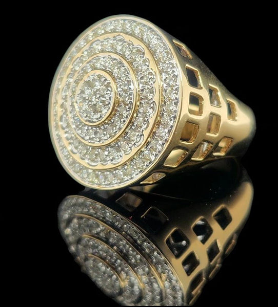 Mens statement ring diamond triple halo