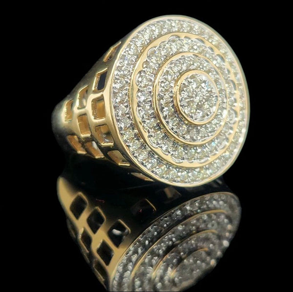 Mens statement ring diamond triple halo