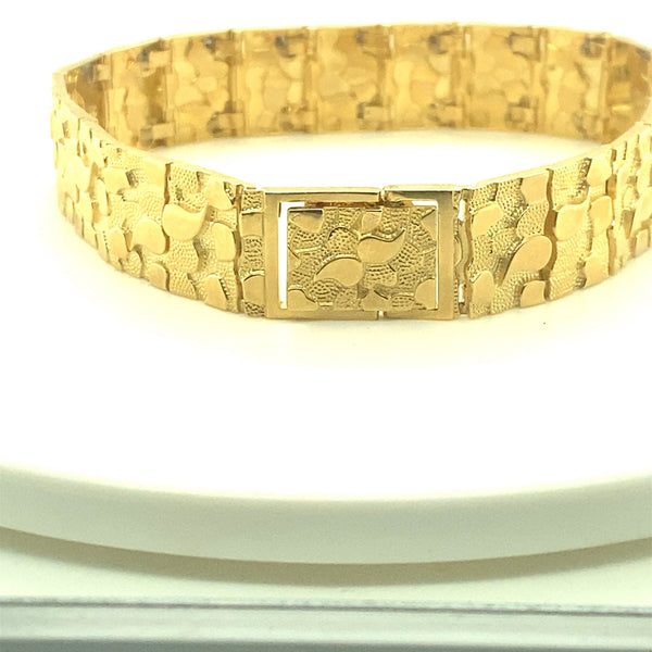Mens Yellow Gold Nugget Bracelet