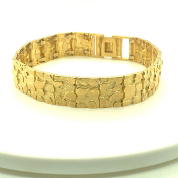 Mens Yellow Gold Nugget Bracelet
