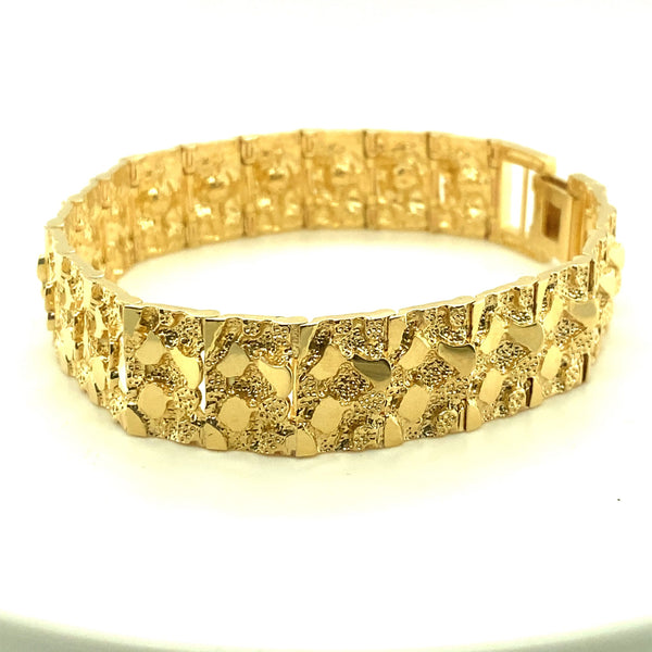 Mens Yellow Gold Nugget Bracelet