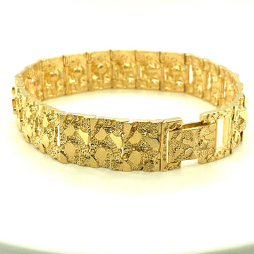 Mens Yellow Gold Nugget Bracelet