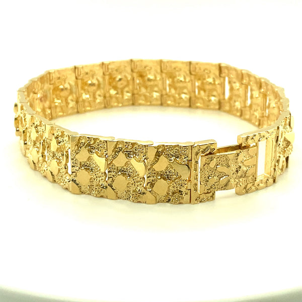 Mens Yellow Gold Nugget Bracelet