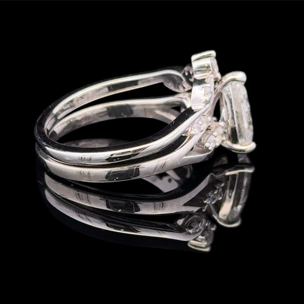 14KT White Gold Pear Shaped Anniversary Ring Set