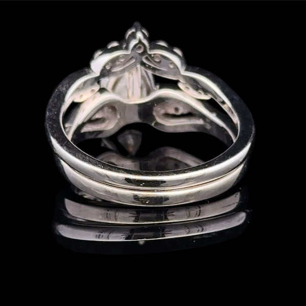 14KT White Gold Pear Shaped Anniversary Ring Set