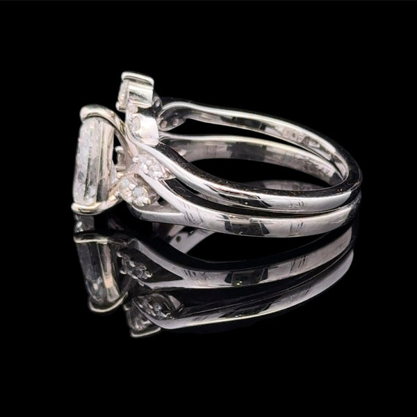 14KT White Gold Pear Shaped Anniversary Ring Set