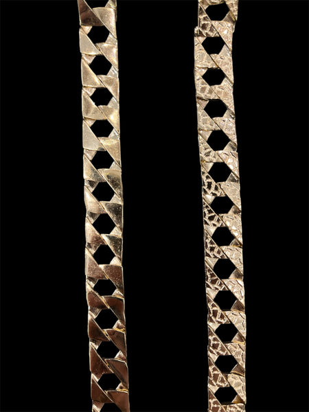 10KT Reversible High-Polish & Nugget Curb-Link Chain Necklace