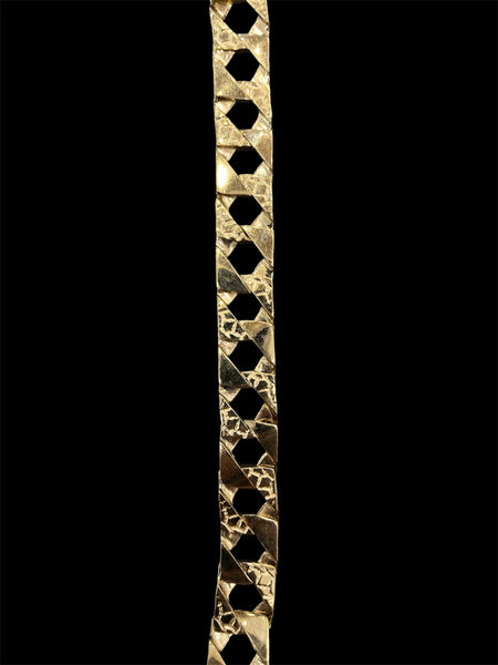 10KT Duel High-Polish & Nugget Style Curb-Link Chain Necklace