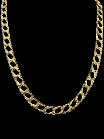 10KT Diamond Cut Curb-Link Chain Necklace
