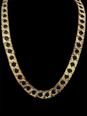 10KT Diamond-Cut Polished Curb-Link Chain Necklace