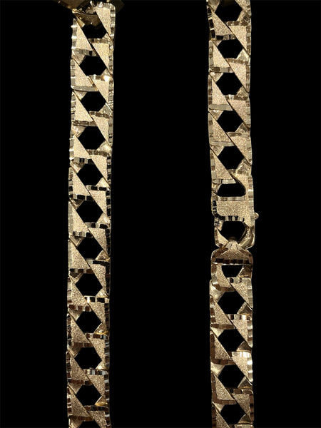10KT Diamond-Cut Polished Curb-Link Chain Necklace