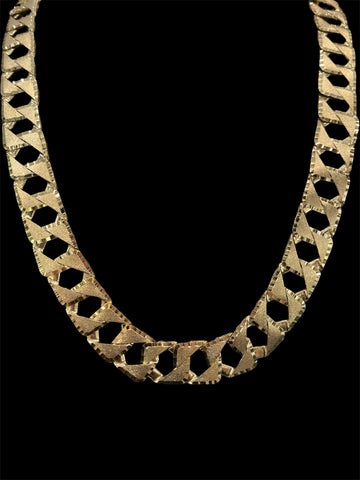 10KT Jumbo Yellow Gold Diamond-Cut Polished
Curb Link Chain Necklace
